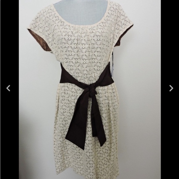 Kate Hill Dress Lace Cream Brown Sheath 12P - Picture 4 of 4